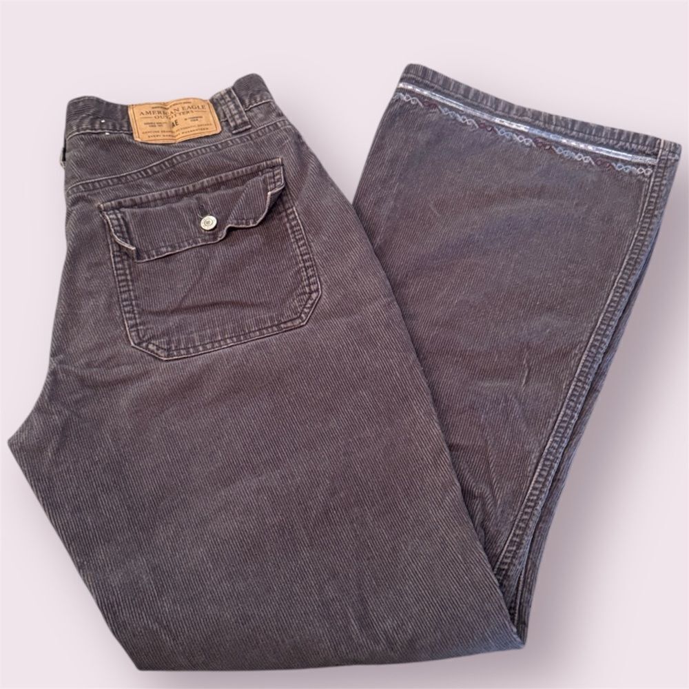 AMERICAN EAGLE Vintage 90s Y2K Corduroy Carpenter Pants Embroidered Hem Bootcut